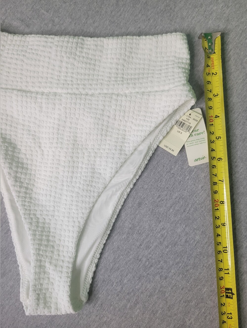 Nwt aerie white jacquard crossover high-cut cheeky bikini bottom Sz Small Women